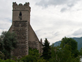 The view from the other side of the church provides a picturesque setting.