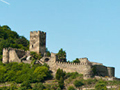 More castle ruins among the vineyards along the banks of the Danube River. 