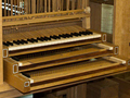 The partially completed console of the tracker action organ bound for Glasgow, Scotland.