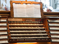 The main console in Saint Stephan's. From it the organist can play all five instruments.