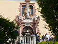 The tour group makes its way to the entrance of Schlagl Monastery.