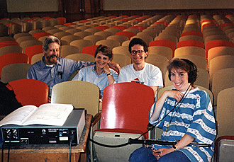 [Organists Will Headlee, Katherine Pardee, and David Enos with Oboist Anita Pawlak.]