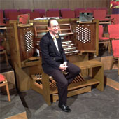 [Jeremy Filsell at the console of Aeolian-Skinner Opus 1174 at 1st Baptist Church, Longview, TX]